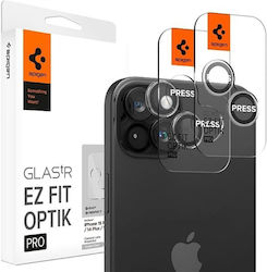 Spigen Optik Pro EZ Fit Kameraschutz Gehärtetes Glas Transparent für das Apple iPhone 15/15 Plus/14/14 Plus.