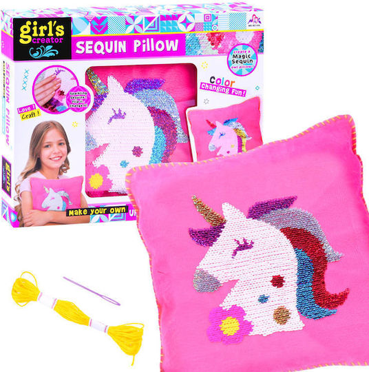 Jokomisiada Κεντήματα Sequined Unicorn Cushion Kit για Παιδιά 5+ Ετών