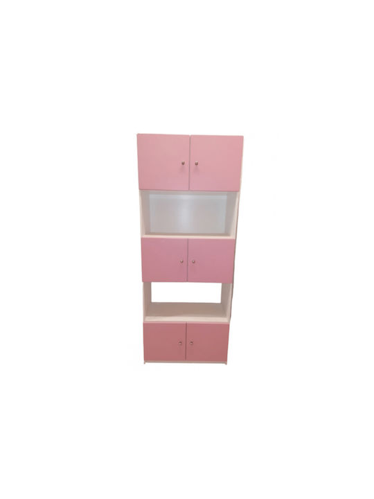 Kids Wooden Bookcase Pink 60x30x190cm