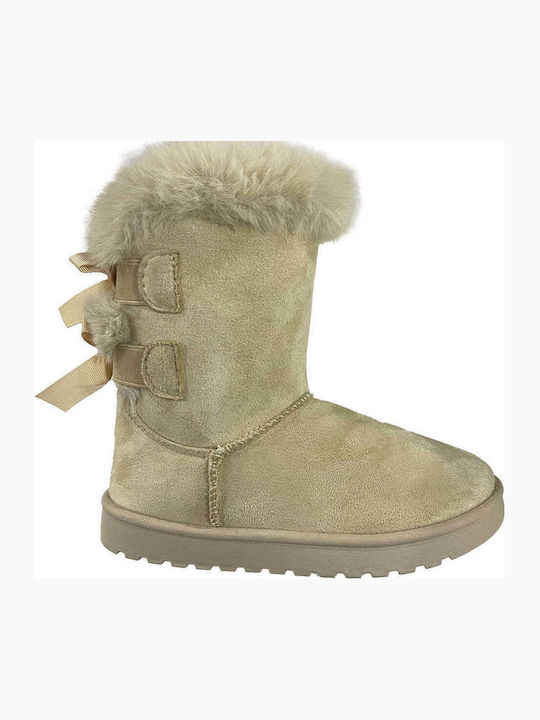 Ustyle Suede Kids Boots Beige