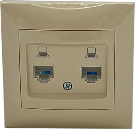 Redled Διπλή Πρίζα Δικτύου RJ45 με Πλαίσιο Τύπου Cat6 σε Μπεζ Χρώμα 29058