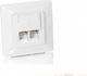 Equip Διπλή Πρίζα Δικτύου RJ45 με Πλαίσιο Τύπου Cat5 σε Λευκό Χρώμα 125721