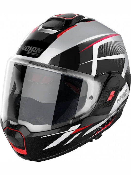 Nolan N120-1 White Red/Black 27 Motorcycle Helmet Full Face ECE 22.06 with Sun Visor