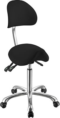 Weelko Ιατρικό Σκαμπό mit Rückenlehne Black 01197-1