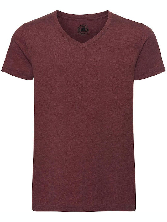 Russell Europe Men's Short Sleeve Promotional T-Shirt Maroon Marl