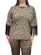 Women's Blouse Short Sleeve Animal Print Gold