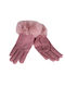 Achilleas Accessories Ροζ Γυναικεία Δερμάτινα Γάντια με Γούνα
