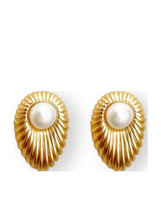Kloxx Earrings made of Steel Gold Plated with Pearls