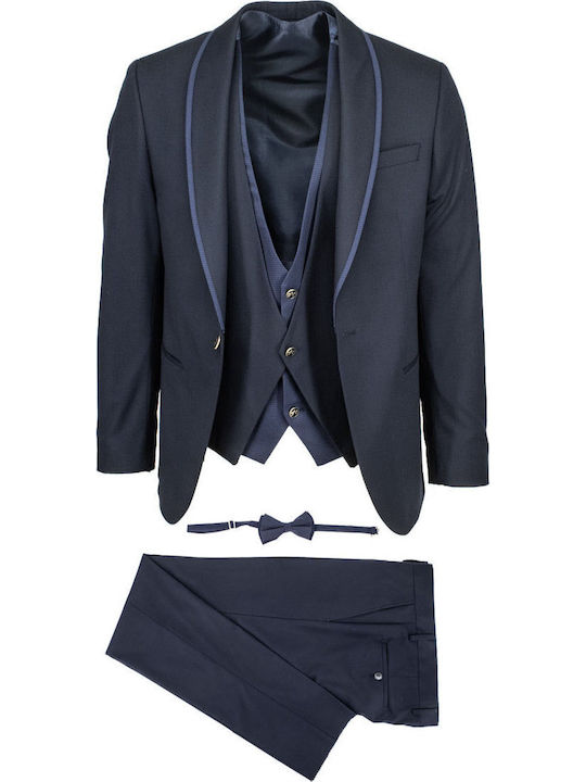 Men's Suit with Vest Navy Blue