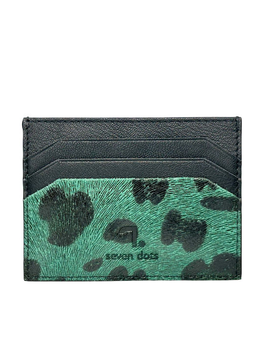Leopard Δερμάτινο Ανδρικό Πορτοφόλι Καρτών με RFID Πράσινο