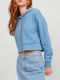 Long Women's Sweatshirt Jacket Hooded Silver Lake Blue