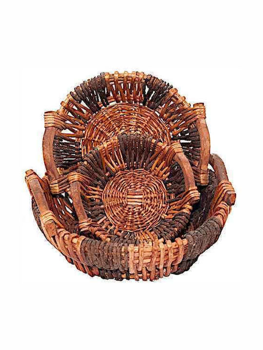 Ecoshadow Set Coșuri Decorative Din Paie Cu Mânere Maro 3 Bucăți