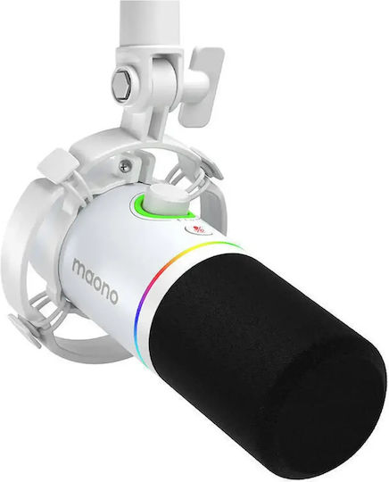 Maono PD200x Δυναμικό Μικρόφωνο Επιτραπέζιο, Shock Mounted για Φωνητικά σε Λευκό Χρώμα