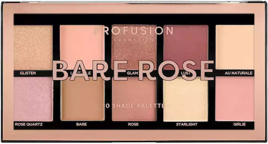 Profusion Cosmetics Profusion 10 Shade Eye Shadow Palette in Solid Form Bare Rose