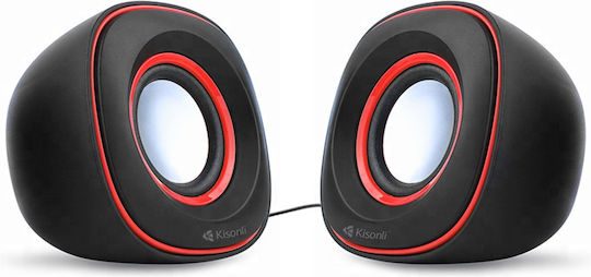 Kisonli S-444 22061 Ηχεία Υπολογιστή 2.0 με Ισχύ 3W Μαύρα