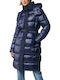 Lang Damen Puffer Jacke für Winter Marineblau