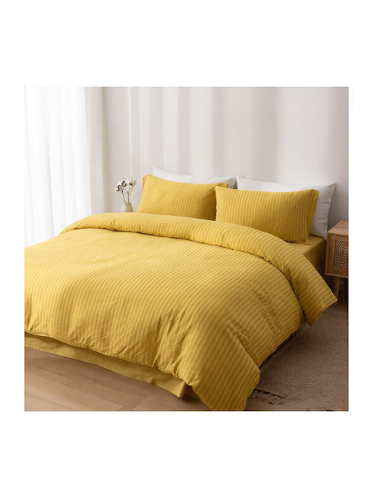 MayHome Duvet Cover Set Cotton Satin Single with Pillowcase 160x240 Yellow