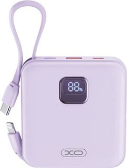 XO PR235 Power Bank 10000mAh 22.5W με Θύρα USB-A και Θύρα USB-C Quick Charge 2.0 Μωβ