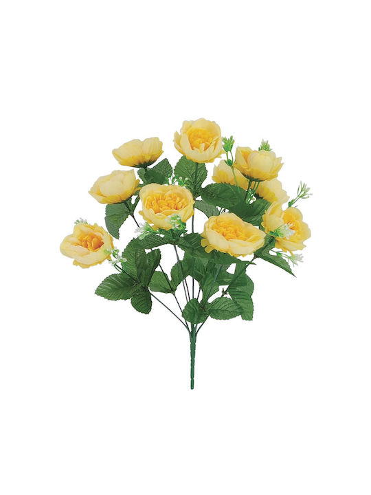 Marhome Bouquet of Artificial Flowers Peony Yellow 50cm 1pcs