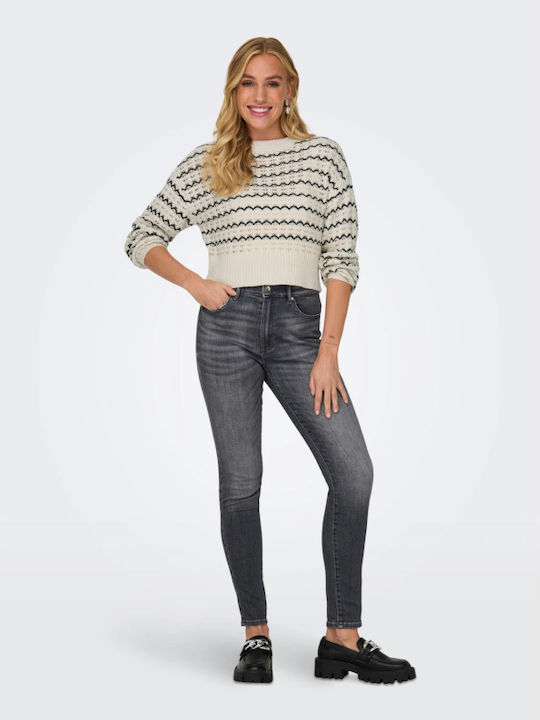 Only Damen Langarm Crop Pullover Baumwolle Beige