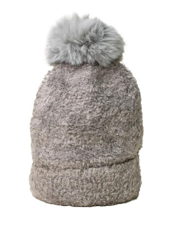 Potre Pom Pom Beanie Beanie Knitted in Gray color