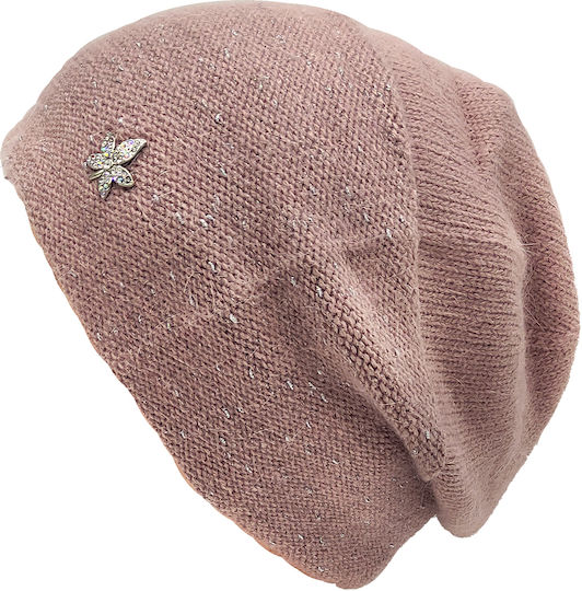 Beanie Γυναικείος Σκούφος Πλεκτός σε Ροζ χρώμα