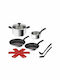 Tefal Cookware Set of Stainless Steel with Non-stick Coating 8pcs