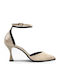 Patent Leather Beige Heels with Strap