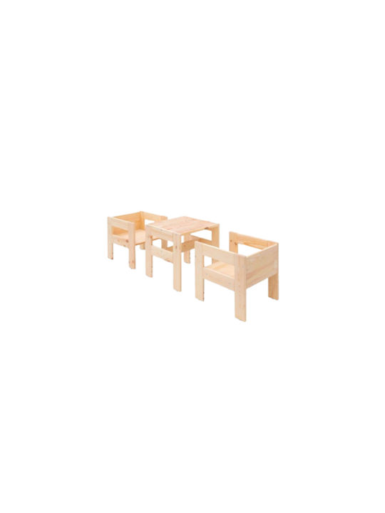 Orca Kinder Tischset mit Stühlen aus Holz Beige