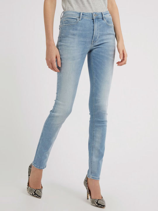 Guess 1981 Femei Talie înaltă Bumbac Pantaloni cu Croială Skinny Albastru