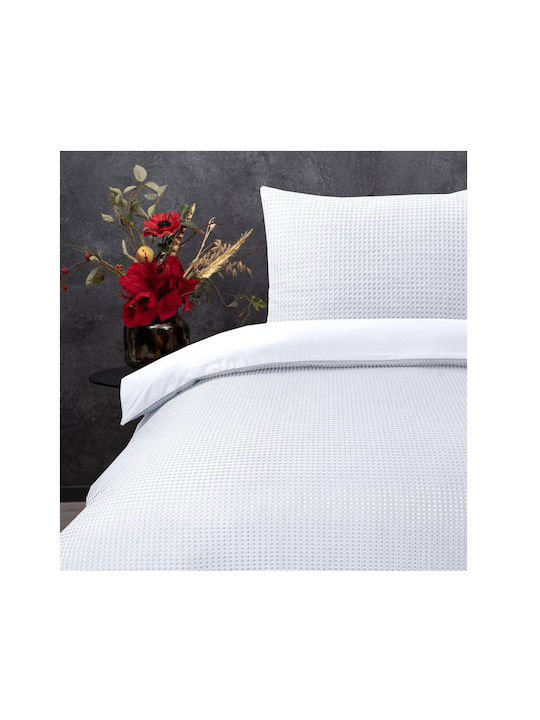 Sleeptime Duvet Cover Set Queen with 2 Pillowcases 240x220 Waffle White