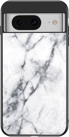 Σχέδιο Marble Back Cover Tempered Glass Λευκό (Google Pixel 8)