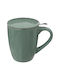 Mug Ceramic with Lid Green 1pcs