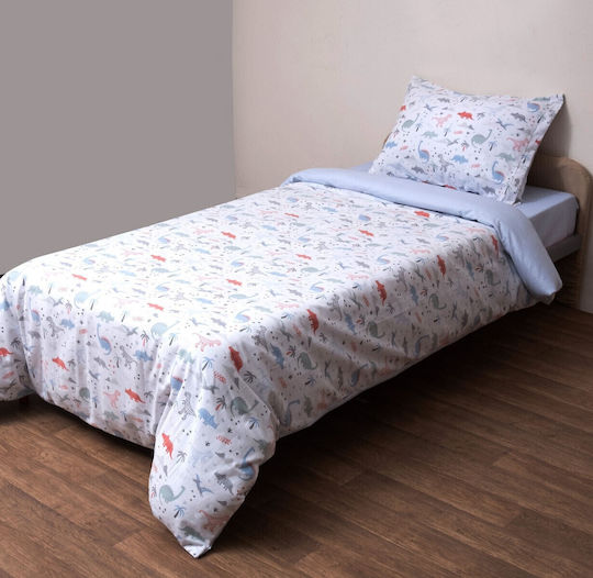 Viopros Kids Sheets Set Single with Elastic Band Cotton White 160x265cm 3 Pieces