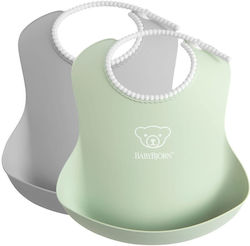 BabyBjorn Bib Fabric Powder Grey/Green 2pcs