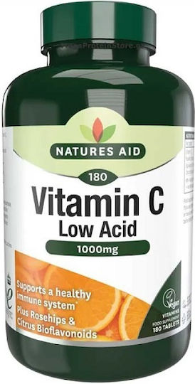 Natures Aid Vitamine C Vitamin Low Acid for Immune System Boost, the Skin & Antioxidant Action 1000mg Low Acid 180 Tablets