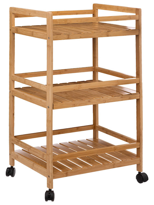 3 Кухненски Стелажа Дървен 3 Позиции Син 45x38x80см
