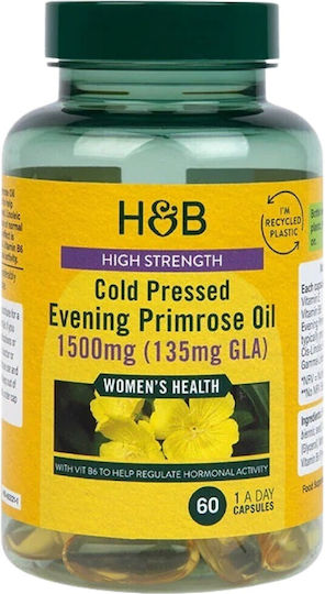 Holland & Barrett Масло от вечерна иглика, студено пресовано, с висока концентрация, 1500 mg, 60 капсули