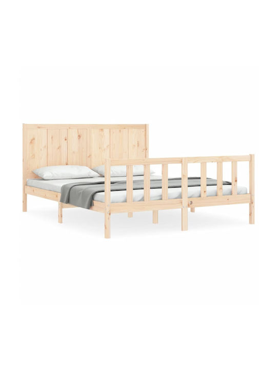 Κρεβάτι Μονό από Μασίφ Ξύλο Καφέ με Τάβλες για Στρώμα 100x200cm