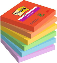 3M Sticker Memo Pads in Cube 90 Sheets 7.6x7.6pcs Set 6pcs (Μiscellaneous colours)