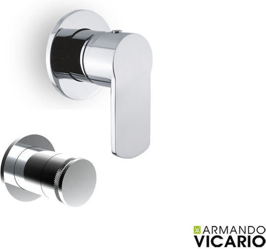 Armando Vicario Glam Μίκτης Μπαταρίας Εντοιχισμού για Ντουζιέρα 2 Εξόδων Ασημί
