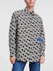 Long-sleeved Denim Shirt in Wide Line Black