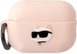 Karl Lagerfeld Choupette Head 3D Hülle Silikon mit Haken in Rosa Farbe für Apple AirPods Pro 2