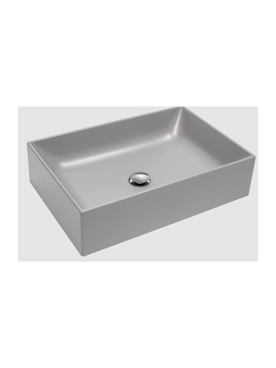 Turtl Επικαθήμενος Νιπτήρας Πορσελάνης 60x40cm Τσιμέντο