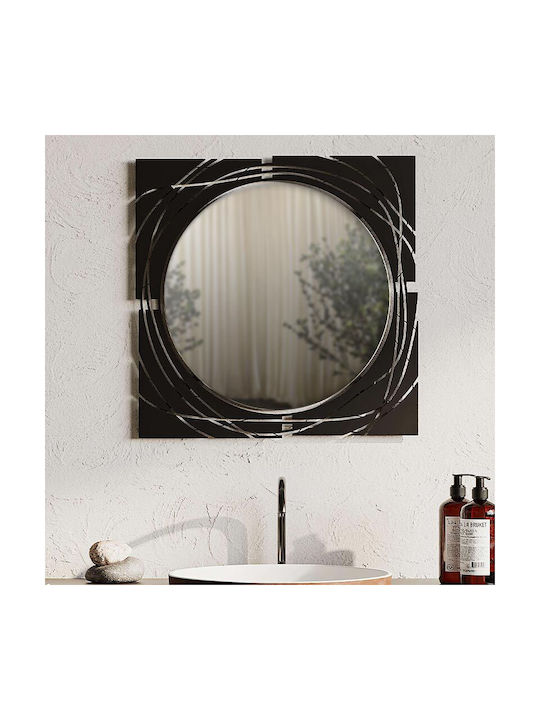 Megapap HULLA Oglindă de Perete cu Negru Ramă din Metalic 55.6x55.6cm 1buc