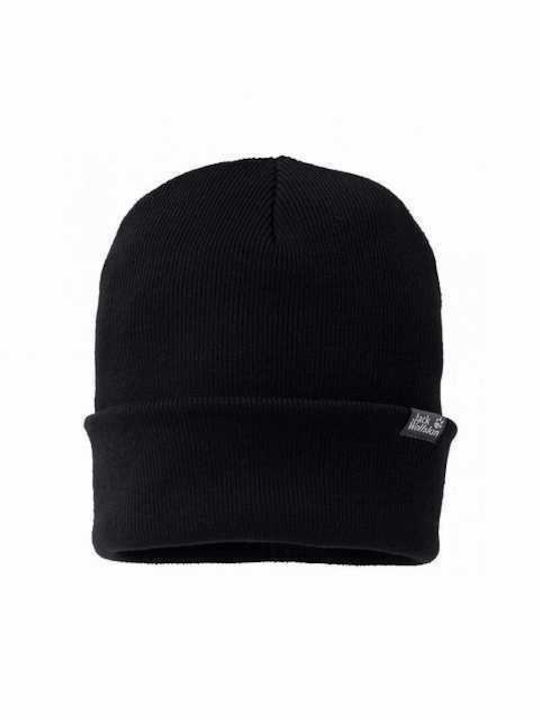 Jack Wolfskin Beanie Unisex Σκούφος με Rib Πλέξη σε Μαύρο χρώμα