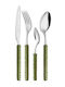 Rattan Cutlery Set Stainless Green 24pcs