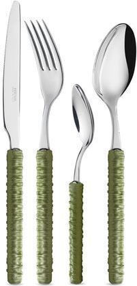 Rattan Cutlery Set Stainless Green 24pcs