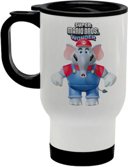 Koupakoupa Super Mario And Friends Stainless Steel Thermos Bottle 450ml White with Handle