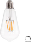 HomeMarkt Λάμπα LED για Ντουί E27 και Σχήμα ST64 Θερμό Λευκό Dimmable